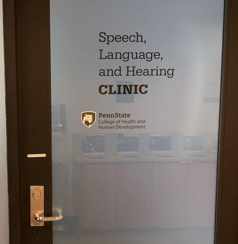 Speech Hearing and Language Clinic door