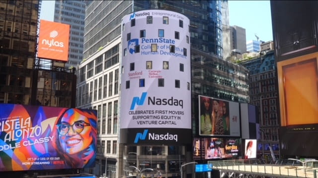 Nasdaq Times Square New York building sign.